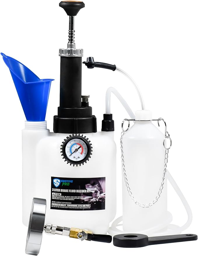 3L Manual Brake Bleeder Fluid Pump and 1L Waste Oil Bottle, One Man Professional Brake Bleeder Kit Suitable for Mitsubishi/Subaru/Volvo S40&V40