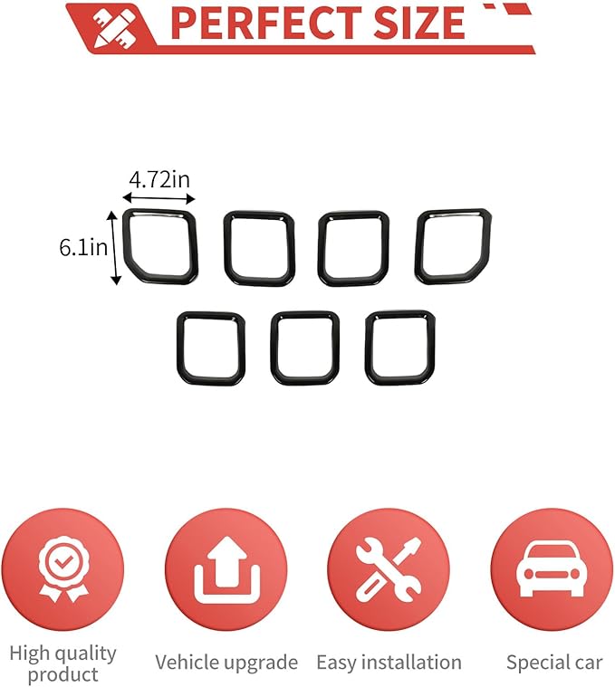 Grill Inserts Grille Guards Trim Exterior Accessories Compatible with Jeep Compass 2021+ Trailhawk/Limited/Latitude/Altitude/Sport(Black)