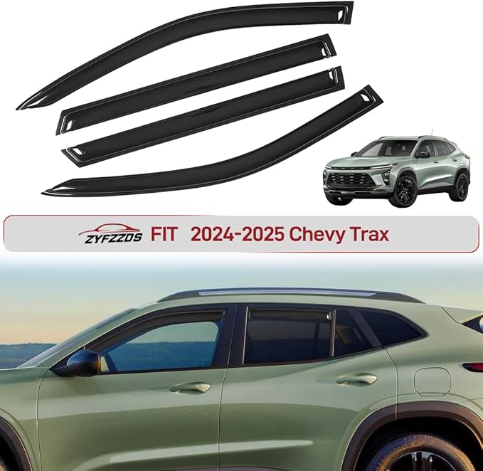 Window Visors Rain Guards Fit 2024, 2025 Chevy Trax Side Window Deflectors Vent Shades Sun Visors Tape-On Mugen Style 4PCS