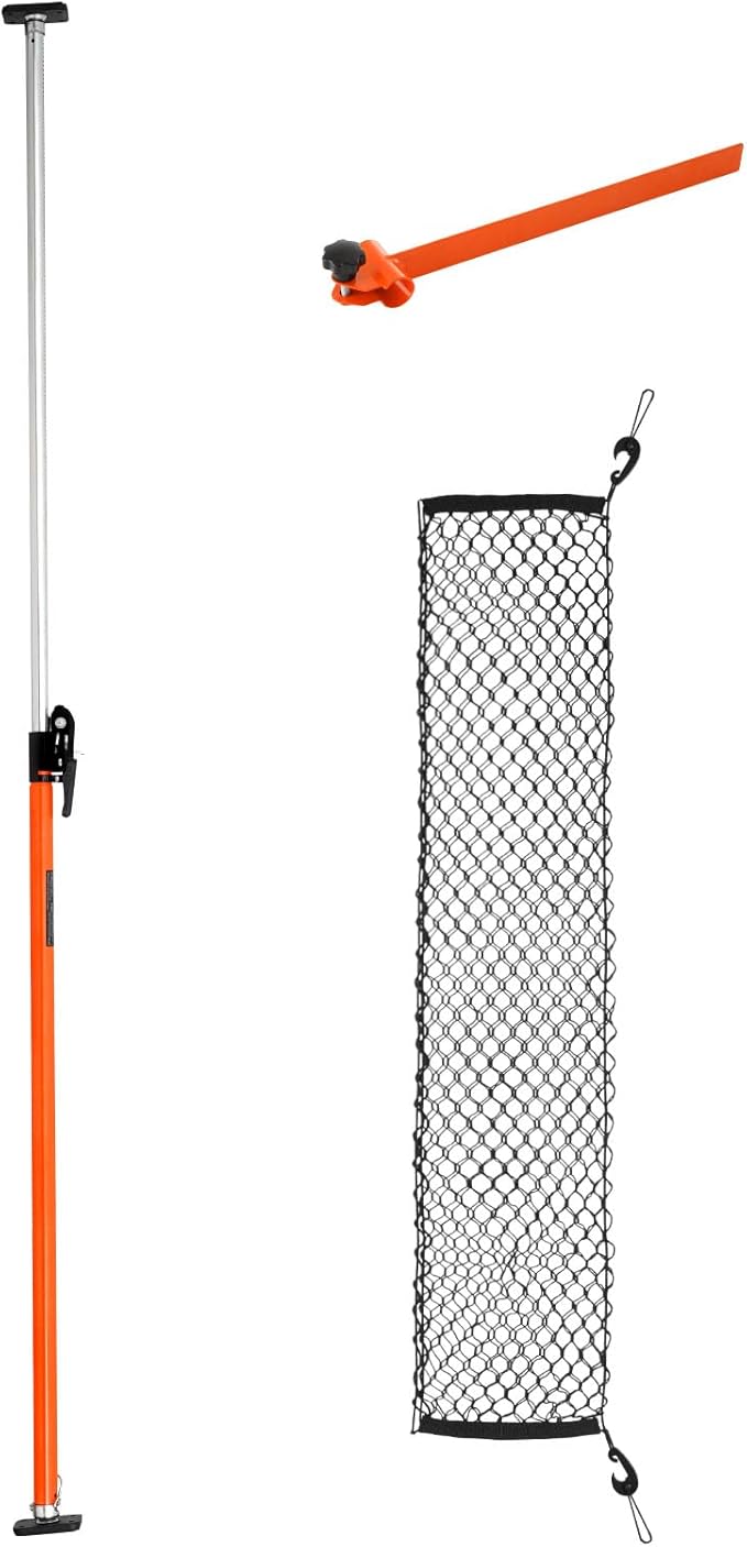 VEVOR Cargo Bar, Ratcheting Cargo Bars Adjustable from 40" to 73", Heavy-Duty Steel Cargos Stabilizer with Storage Net & Divider Bar, Telescoping Load Lock Bars for SUVs, Sedans