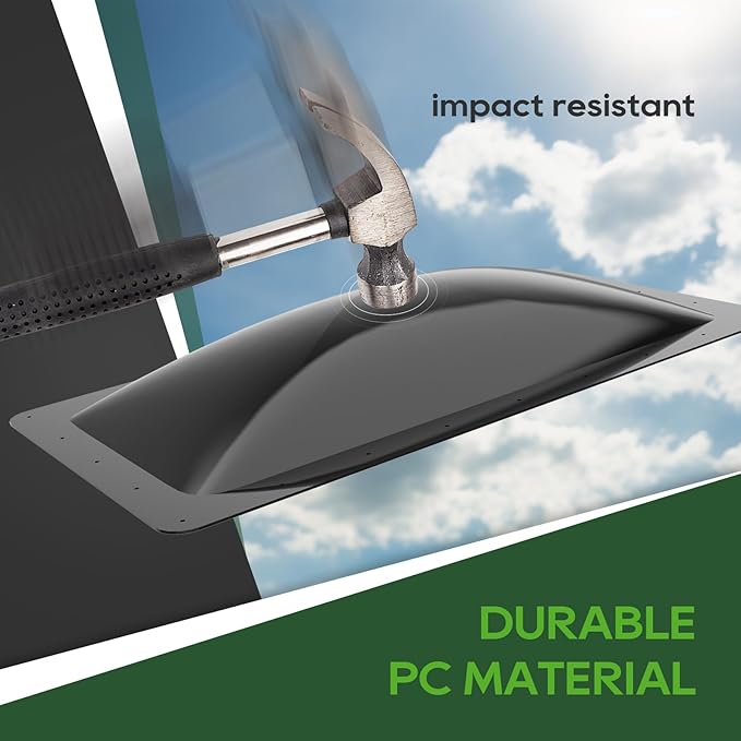 RVGUARD RV Skylight Replacement, 18" x 34" Outer Dimension Skylight Fits All Standard 14" x 30" Openings, RV Skylight for Camper Trailer Fifth Wheel Truck, UV Resistant, Impact Resistant, Black