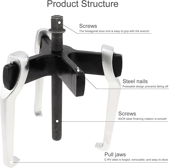 ChgImposs 6" 2 Jaw 3 Jaw Gear Puller, Adjustable Bearing Puller, Reversible Removal Tool for Internal External Pulling, Puller Tool for Removal of Pulleys Flywheels Bearings Gears