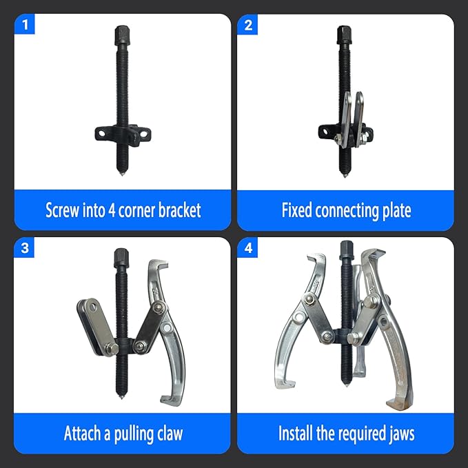 4 in 1 Gear Puller Set,2 Jaw & 3 Jaw Bearing Puller Kit,72pcs 3" 4" 6" 8" Gear Puller with Reversible Jaws,Cr-V Steel Heavy Duty Pulley Puller Tool for Bearing Gear Pulley Flywheel Removal.