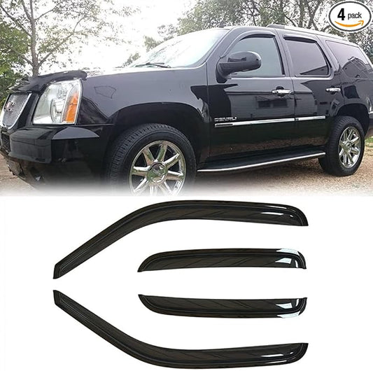 Original Side Rain Guards, 4pcs Out-Channel Tape-On Nice Wind Deflector Set, Window Visors fit for 2007-2014 Chevrolet Tahoe 2007-2014 GMC Yukon (Not Fit Yukon XL Model) 94514