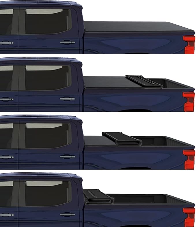 Kikito Professional Soft Quad-Fold Truck Bed Tonneau Cover for 2007-2013 Silverado Sierra 1500, 07-14 2500 HD 3500 HD 6.6ft(78.8in) Bed