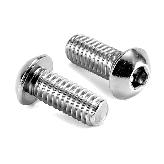 1/4-20 x 3/4" Button Head Socket Cap Bolts Screws, 10Pcs 304 Stainless Steel 18-8, Allen Hex Drive, Bright Finish by SG TZH(with Hex Spanner)