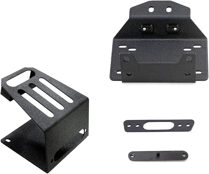 SuperATV Black Ops 4500 LB Winch with Winch Mounting Plate for 2018-2021 Polaris RZR XP Turbo S | 2019-2021 RZR XP 4 Turbo S | For Use with No Bumper | No Drilling Required