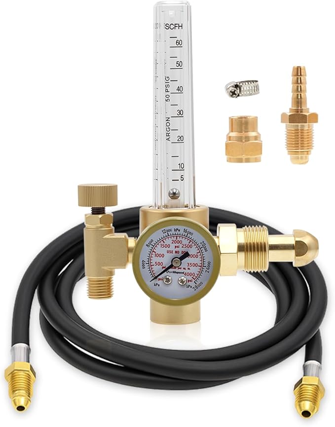 WeldingStop Argon/CO2 MIG TIG Gas Regulator Flow Meter Gauge Welding Weld with 6.5ft Gas Hose