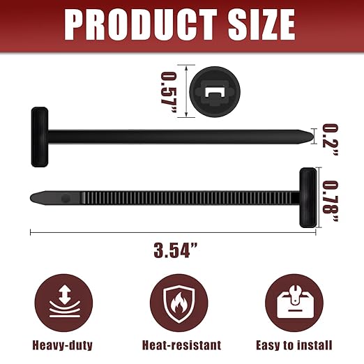 100 Pack Nylon Universal Cable Tie Buckle Zip Tie, Heavy Duty Self-Locking Push Pin Design with Button, UV Resistant Fasteners for Car Repair (Fender, Bumper, Trunk Liner), Wire Bundling, Home&Garage