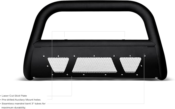 Armordillo MS Series Studded Aluminum Mesh Bull Bar Compatible with 2019-2021 Chevy Silverado/GMC Sierra 1500|8723685|Matte Black|Front Bumper Guard|Bull Guard