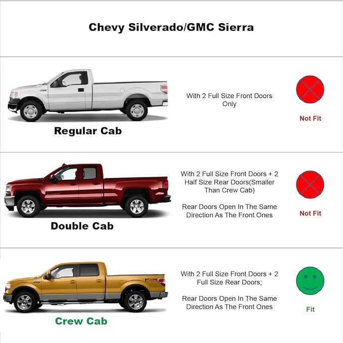 Chrome Side Window Visors Vent Deflector for 14-18 Chevrolet Silverado/GMC Sierra 1500,15-19 Silverado/Sierra 2500/3500 Crew Cab Pickup,4pc Outside Mount Sun Rain Guards Set 94536Y