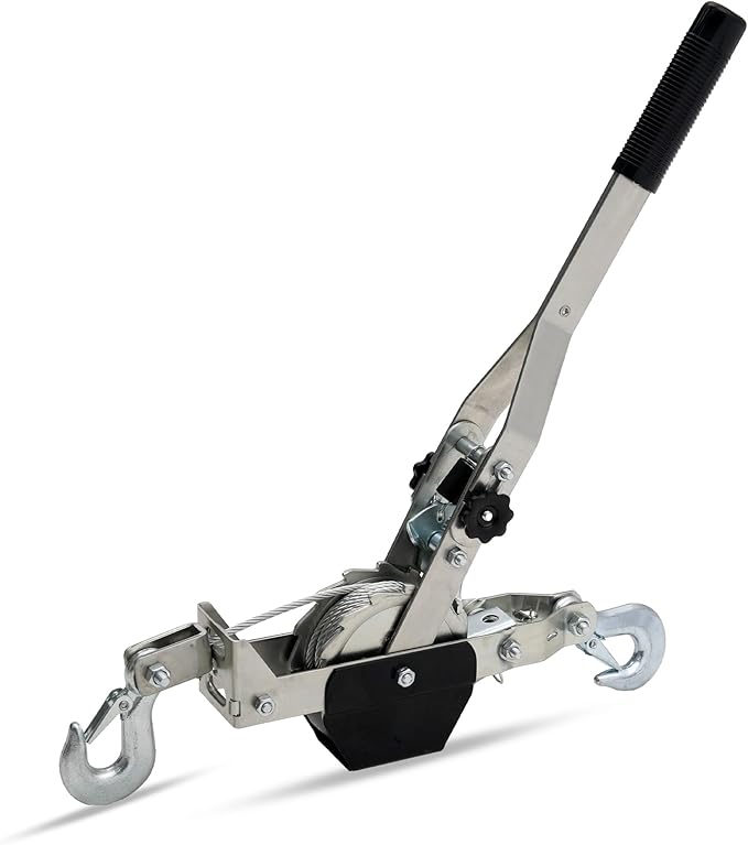 POLESTAR Come Along Winch, 1500 lbs Pull Capacity, 15 ft Steel Cable Hand Winch with 2 Hooks, Heavy Duty Dual Ratchet Cable Winch Puller, Automotive Towing Hoist Puller for Recovery, Moving, Securing