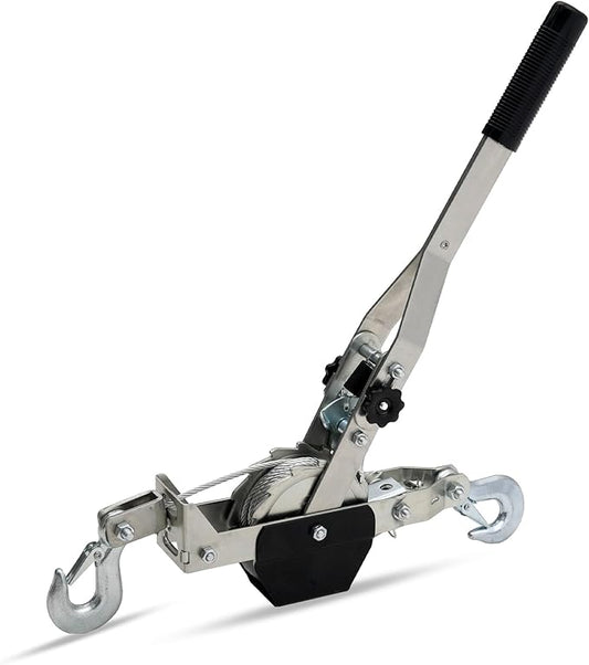 POLESTAR Come Along Winch, 1500 lbs Pull Capacity, 15 ft Steel Cable Hand Winch with 2 Hooks, Heavy Duty Dual Ratchet Cable Winch Puller, Automotive Towing Hoist Puller for Recovery, Moving, Securing
