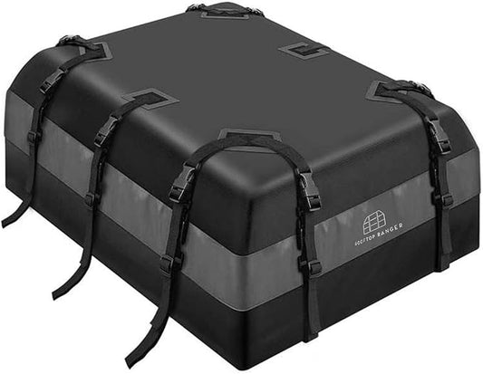 21 Cubic Feet Car Rooftop Soft Shell Cargo Carrier, 100% Waterproof - Car Storage for All Vehicle with/Without Racks - Attached Anti Slip Mat, Storage Bag, 6 Door Hooks and 6 Straps