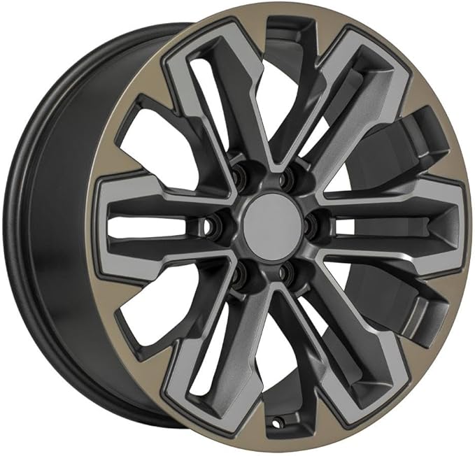 OE Wheels CV69 20 Inch Rims and Tires Fit Silverado 1500 Style 6x139.7 20x9 Satin Gunmetal Machined Face - Two Tone - Hollander 5905 - Dueler Alenza HL Plus 275/55-20 (Set of 4)