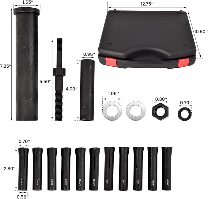 95400 in-Line Dowel Pin Puller Master Set Includes Both SAE and Metric Collets, Efficient Dowel Pin Removal Tool Reducing Work and Potential Hand Injuries