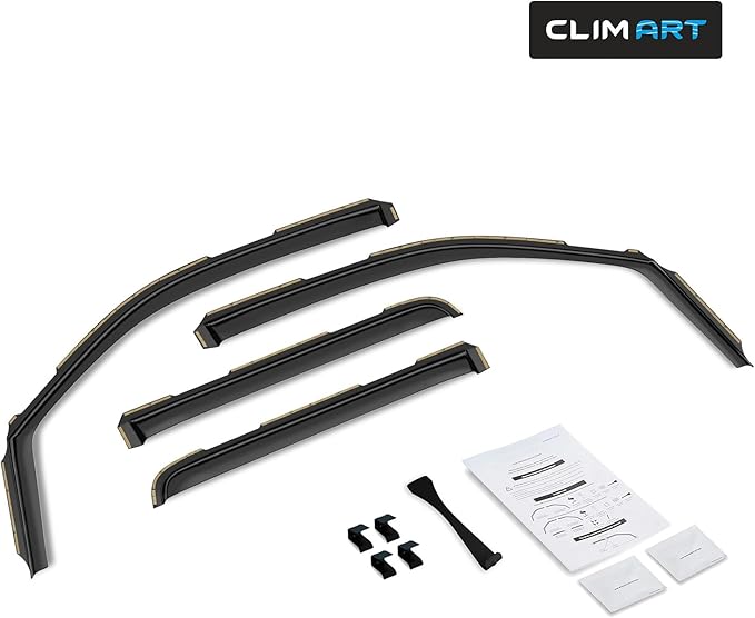 CLIM ART in-Channel Incredibly Durable Rain Guards for Ford F150 2009-2014 SuperCrew, Original Window Deflectors, Vent Deflector, Vent Window Visors, Dark Smoke Truck Accessories, 4 pcs. - 609010