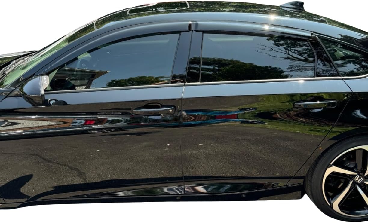 2018-2022 Tape-On Rain Guards for Honda Accord Sedan Side Window Visor Deflectors 10th Gen LX EX-L Sport Touring Durable Vent Shades 2019 2020 2021