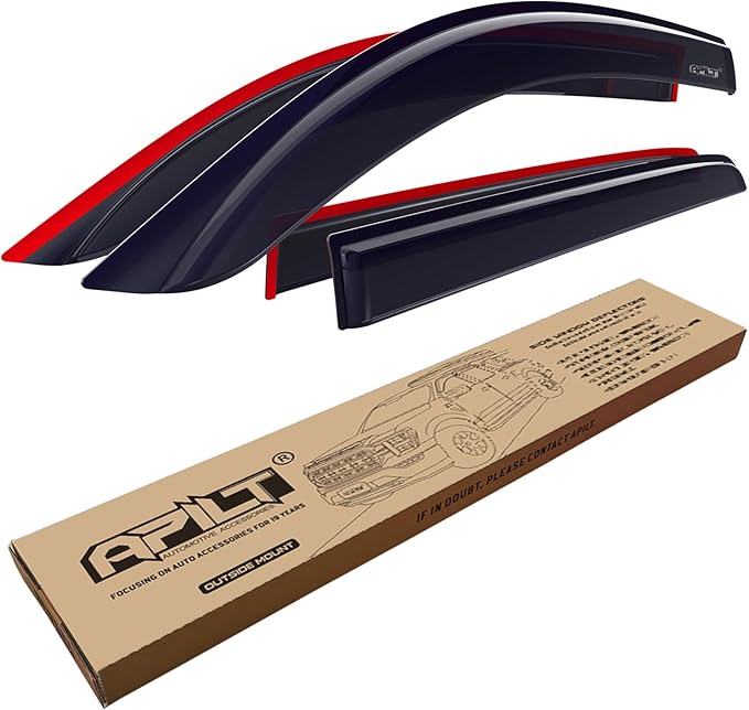 Outside-Mount Rain Guards Window Visors for 2019-2025 Ford Ranger SuperCrew Wind Vent Deflector Full-Size Truck Accessories Dark Smoke 4-Piece Set with Thicker