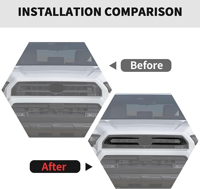 RT-TCZ Front Grille Inserts Trim Cover Grill Frame Decoration Exterior Accessories for Toyota 4Runner 2024 2025 (Black Carbon Fiber)