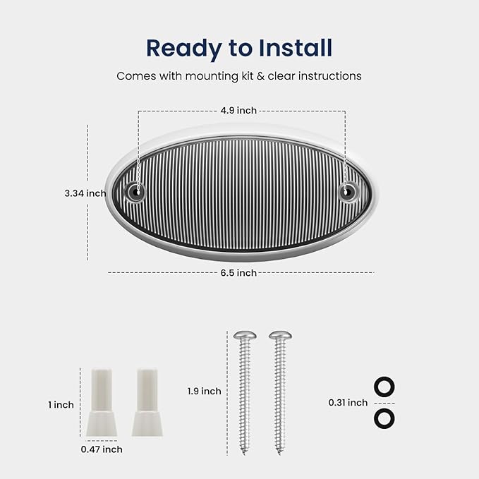 Safoner Aluminum LED RV Porch Light Exterior Oval- 1400LM Bright White & Amber Switchable Lighting, IP67 Waterproof Exterior Fixture- 12V Outdoor Light for Travel Trailer, Camper, Motorhome (White)