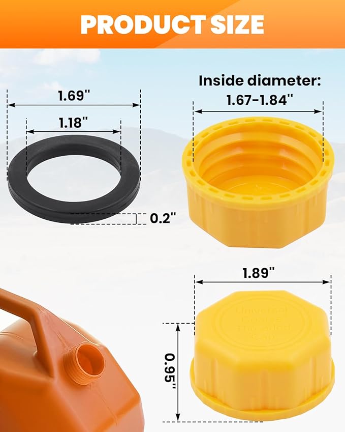4 PCS Gas Can Cap, Replacement Lid for Gasoline Storage Containers, Fuel Tanks, Water Jugs - Durable, Coarse Thread Design, Ideal for Portable Gas Cans and Metal Gas Tanks Yellow