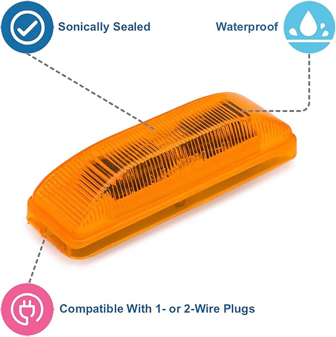 Lumitronics RV Model 19 Series Thin Line Sealed LED Marker/Clearance Light (Amber)