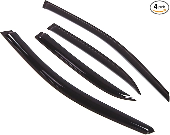 TuningPros Outside Mount Window Vent Visors Rain Guards Compatible with Mitsubishi Lancer 2001-2006 | Side Window Wind Deflectors Rain Shields | Smoke Tinted, 4 Pcs Set, DGWV-323