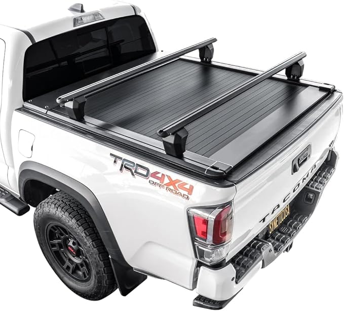 Syneticusa AR Automatic Retract Hard Tonneau Cover with Crossbars Fits 2016-2026 Tacoma 5' Bed Waterproof Off Road Retractable