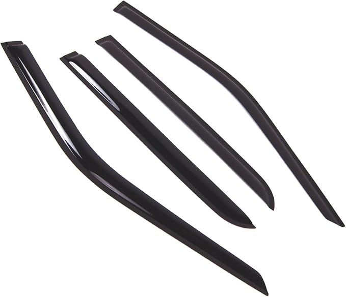 Tuningpros WD2-791 Dark Smoke 4 Pcs Set Window Visor (Outside Mount) Deflector Rain Guard Compatible with 2015-2016 Ford F-150 SuperCrew/Crew Cab