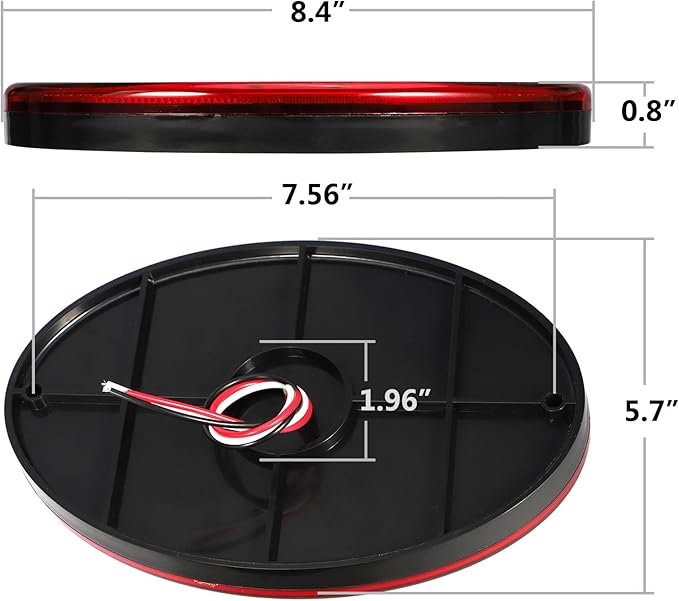 Partsam 2Pcs 8.5" Oval Led Tail Lights 40LED Red for Trailer RV Motorhome Airstream Oval Led Stop Turn Tail Lights Surface Mount Taillights Replacement Lights IP68 Submersible w/Mounting Gaskets