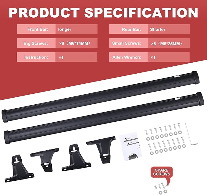 KINGGERI 220lbs Roof Racks Cross Bars Fit for Jeep Grand Cherokee L 2021-2026 & Grand Cherokee 2022-2026, Heavy Duty All Metal Aluminum Roof Rails Crossbars Luggage Cargo Carrier SUV Accessories