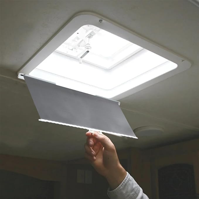Sun Shade Retractable White For 14" x 14" RV Roof Vent Fan