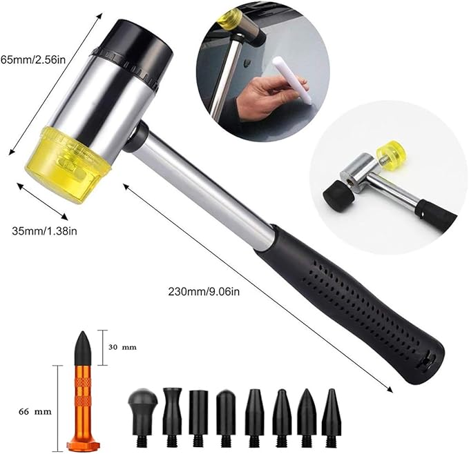 WHDZ Paintless dent Repair Rod 76PCS Paintless Dent Repair Tool Kit Slide Hammer Dent Lifter Bridge Puller Set Light Board Glue Puller Tabs for Car Dent Removal