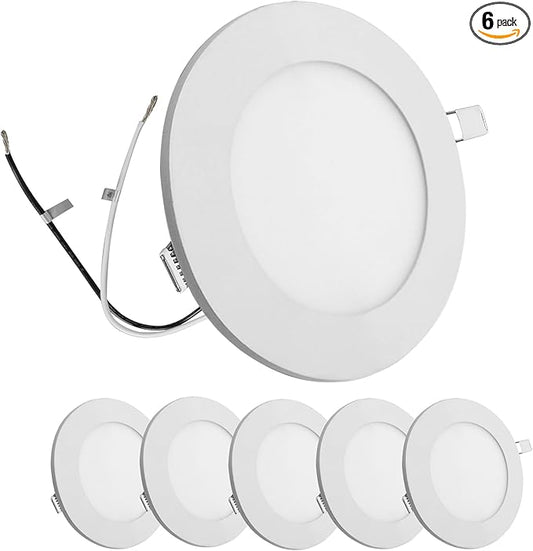 Facon 4.5Inch 12V LED Puck Light RV Interior Lights, Aluminum Slim Recessed Mount, 12Volts RV Lighting Fixture for Van Camper Trailer Motorhome Boat (6Packs, 4.5 Inch 4000K)