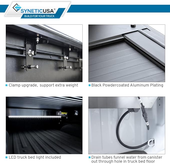 Syneticusa ER Power Retract Hard Tonneau Cover with Storage Cargo Platform R2 Rack Fits 2016-2026 Tacoma 5' Bed Off Road Retractable