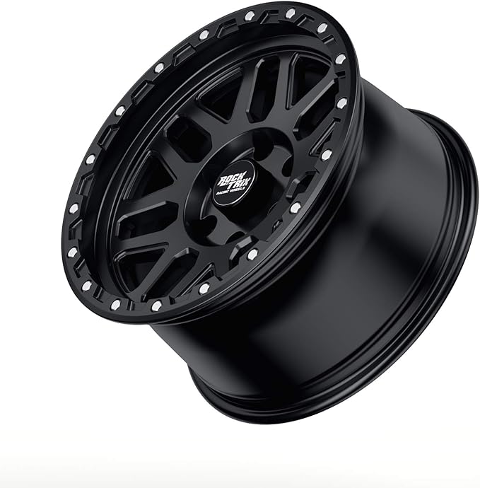 RockTrix RT110 18 inch Wheel Compatible with 2009-2024 Ford F150 18x9 6x135 Wheels (-12mm Offset, 4.5in Backspace) 87.1mm Bore, Black Wheels, Also fits 2022+ Bronco Raptor Rims
