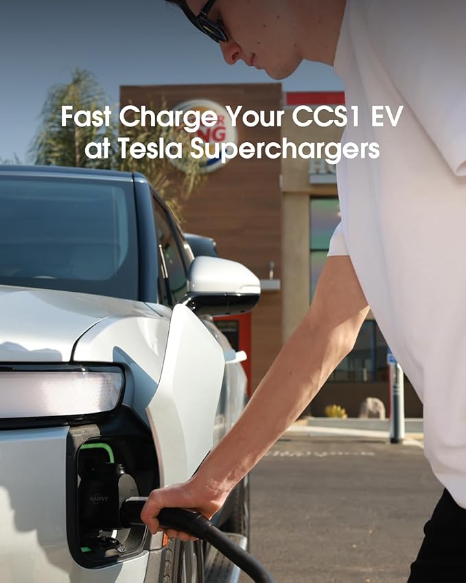 2025 Upgraded NACS to CCS Electric Vehicle Adapter (with Interlock Function) - 500 Amps / 1000 Volts - Compatible with Tesla Supercharger - CCS1 Fast Charging (Black)