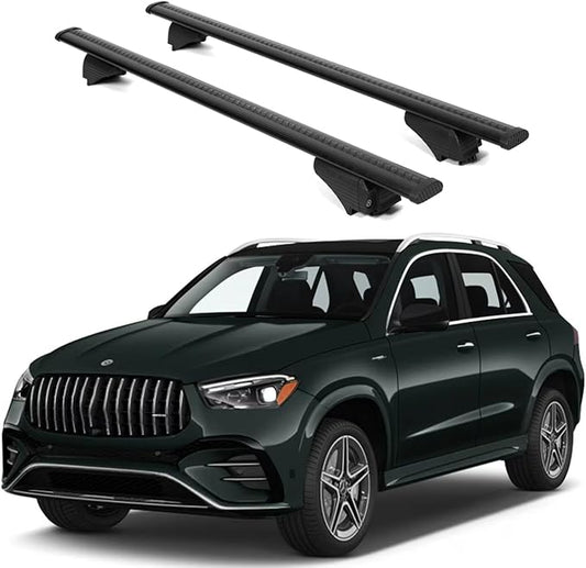 ERKUL Roof Rack Cross Bars for Mercedes Benz GLE (V167) 2019-2026 | Aluminum Crossbars with Anti Theft Lock for Rooftop | Compatible with Raised Rails - Black