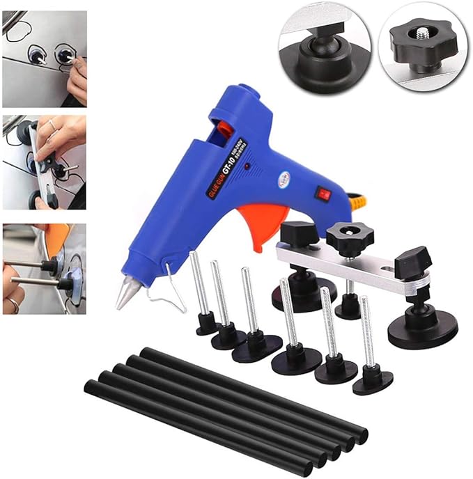 WHDZ 85pcs Paintless Dent Repair Rods Kit Car Dent Remover Kit Dent Lifter Dent Hail Removal Repair Tools Glue Pai Tool Kit PainPro Tabs Tap Down Line Board Auto Dent Kit Dent Pulle