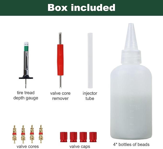 Tire Balance Beads 6 oz x 4, Wheel Balancing Beads for Trucks Tire, Trailer, Off-Road Vehicles, Tire Beads with Installation Tools