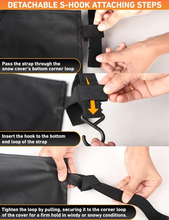 EcoNour Car Snow Cover Compatiblefor Hyundai Kona | Windshield Cover for Ice and Snow with S-Hook Straps | Heavy-Duty 600D Oxford Winter Car Cover, Waterproof & Anti-Slip