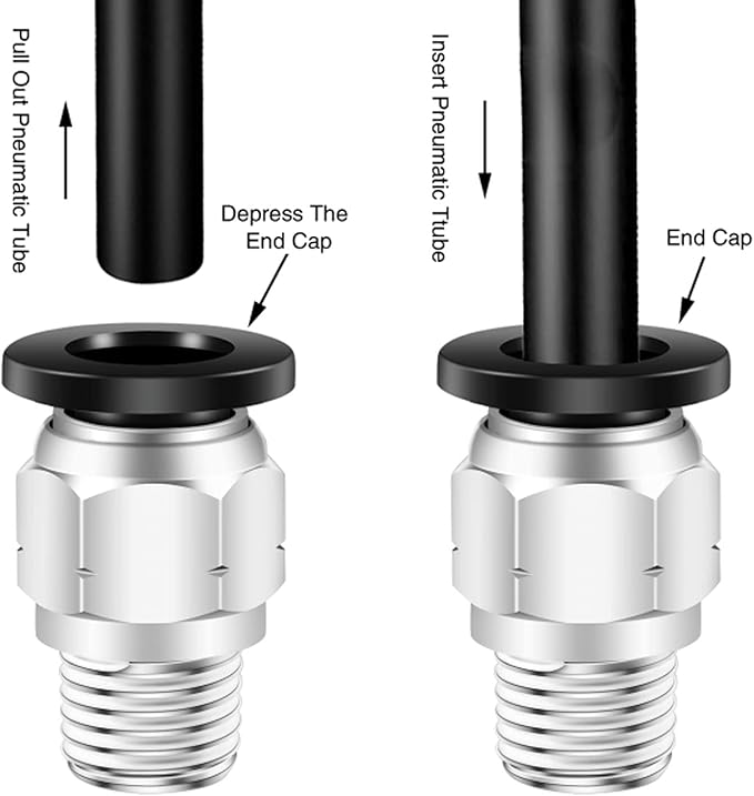 1/2 Airline Push Fitting,CEKER 1/4" Od x 1/2" NPT Push to Connect Fitting Air Fittings Male Thread Pneumatic Tube Fittings Quick Connect Air Hose Fittings Push in Connectors 2Packs