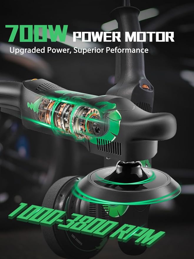 BATOCA Dual Action Polisher, Auto Buffers and Polishers, DA Buffer for Car Detailing, 6 Inches and 700w Random Orbital ,6 Variable Speed with Polishing Pads for Waxing,Buffing,Sanding,Polishing
