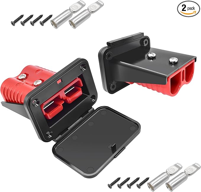 GZSH Anderson Plug 2PCS 175A Quick Connect Wire Connectors with Mount and Cap 4-1/0 AWG Battery Quick Disconnect 12V-36V Battery Quick Connect Waterproof SB175 for Car RV Trunk Boat Winch