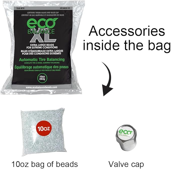 ECO Balance 10-ECOXL12 ECO XL Extreme Condition Tire/Wheel Balancing Beads - Off-Road Vehicles, Light Duty Truck Tires, (12) 10oz Balance Bead Bags, (12) Valve Caps
