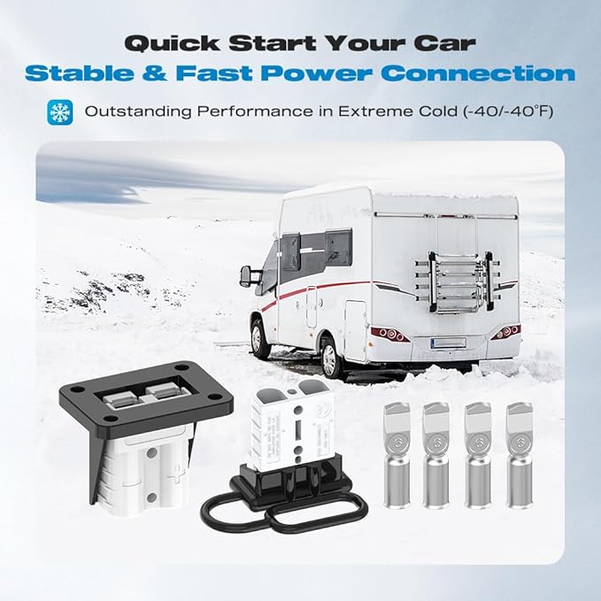 Anderson Connector, 8AWG 50AMP Battery Quick Connect/Disconnect Connector 6 to 12 Gauge 1.25ft Battery Cable Connector 12v-36V Winch Wiring Kit for Cable RV Truck Winch(2 Pack)