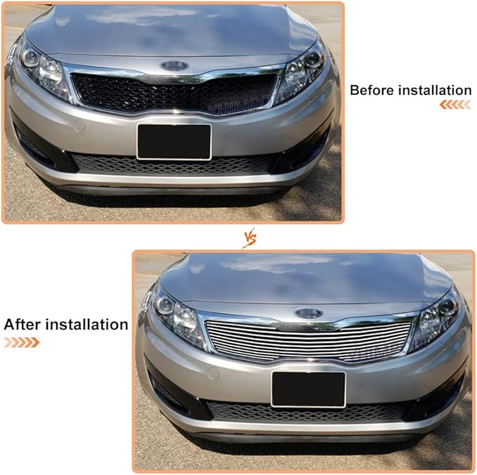 Front Main Uopper Grille Fits Kia Optima 2011-2013 LX EX Aluminum Chrome Billet Grille Insert (Upper)