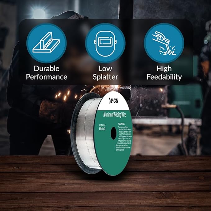 PGN Aluminum MIG Welding Wire - ER4043 .030 Inch - 1 Pound Spool - Aluminum MIG Wire with Silicon for Puddle Fluidity and Enhanced Weld Durability - For All Position Gas Welding