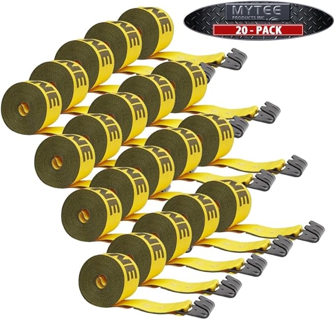 Mytee Products (20 Pack) Kinedyne (423021) 4" x 30' Winch Strap with Flat Hook - Gold